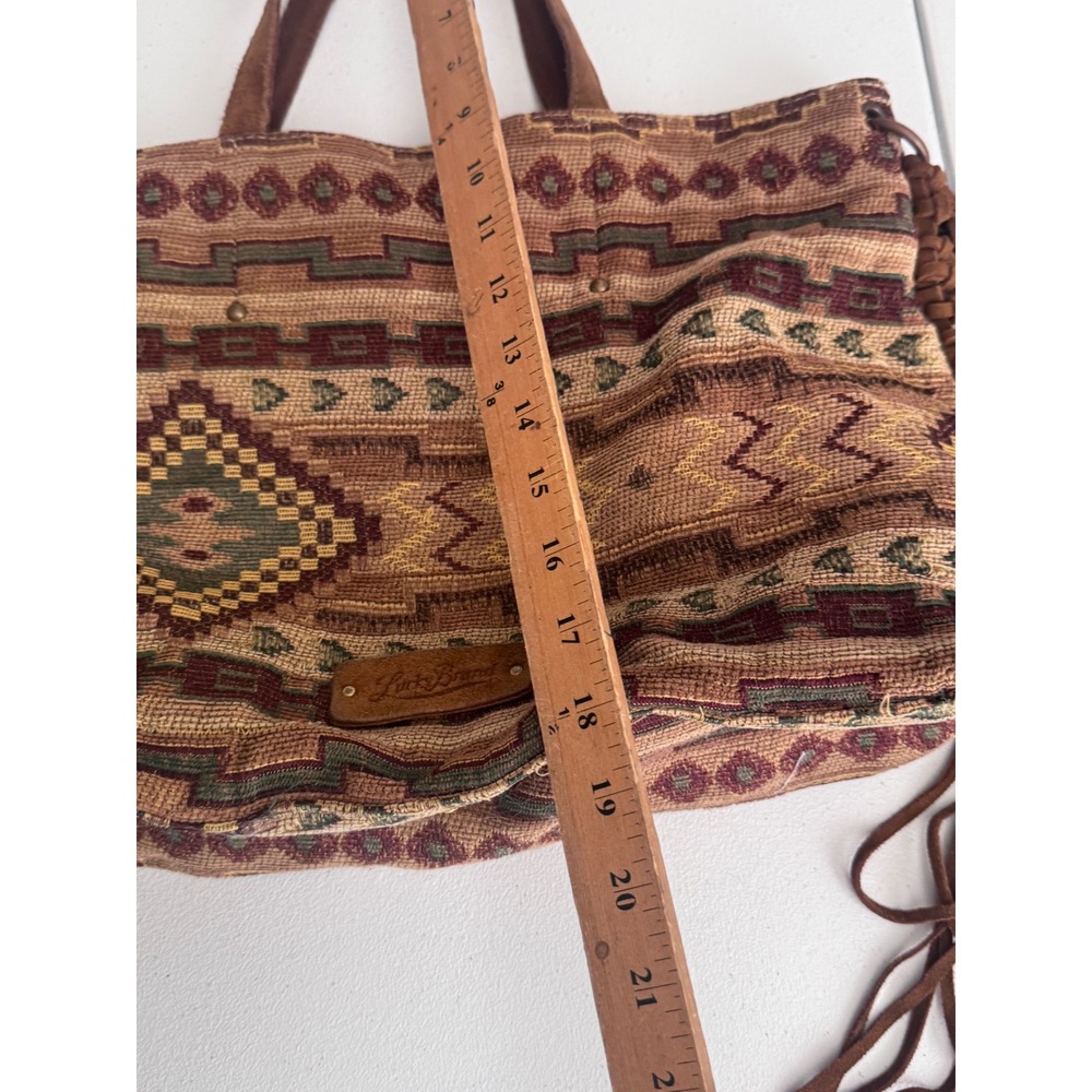Lucky Brand Southwestern Tapestry Fringe Tote Bag Boho Western Carpet Bag jj - Picture 8 of 8
